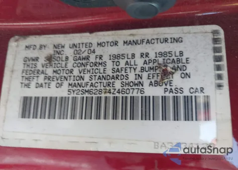 2004 Pontiac Vibe from USA, damaged, VIN 5Y2SM62874Z460776